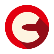 CareFlights Logo: Weißes C auf rotem Hintergrund